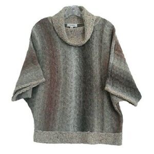 Dressbarn Cowl Neck Sweater Woman Petite Large Gray Brown Short Sleeve
